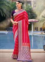 Banarasi Silk Red Festival Wear Weaving Saree